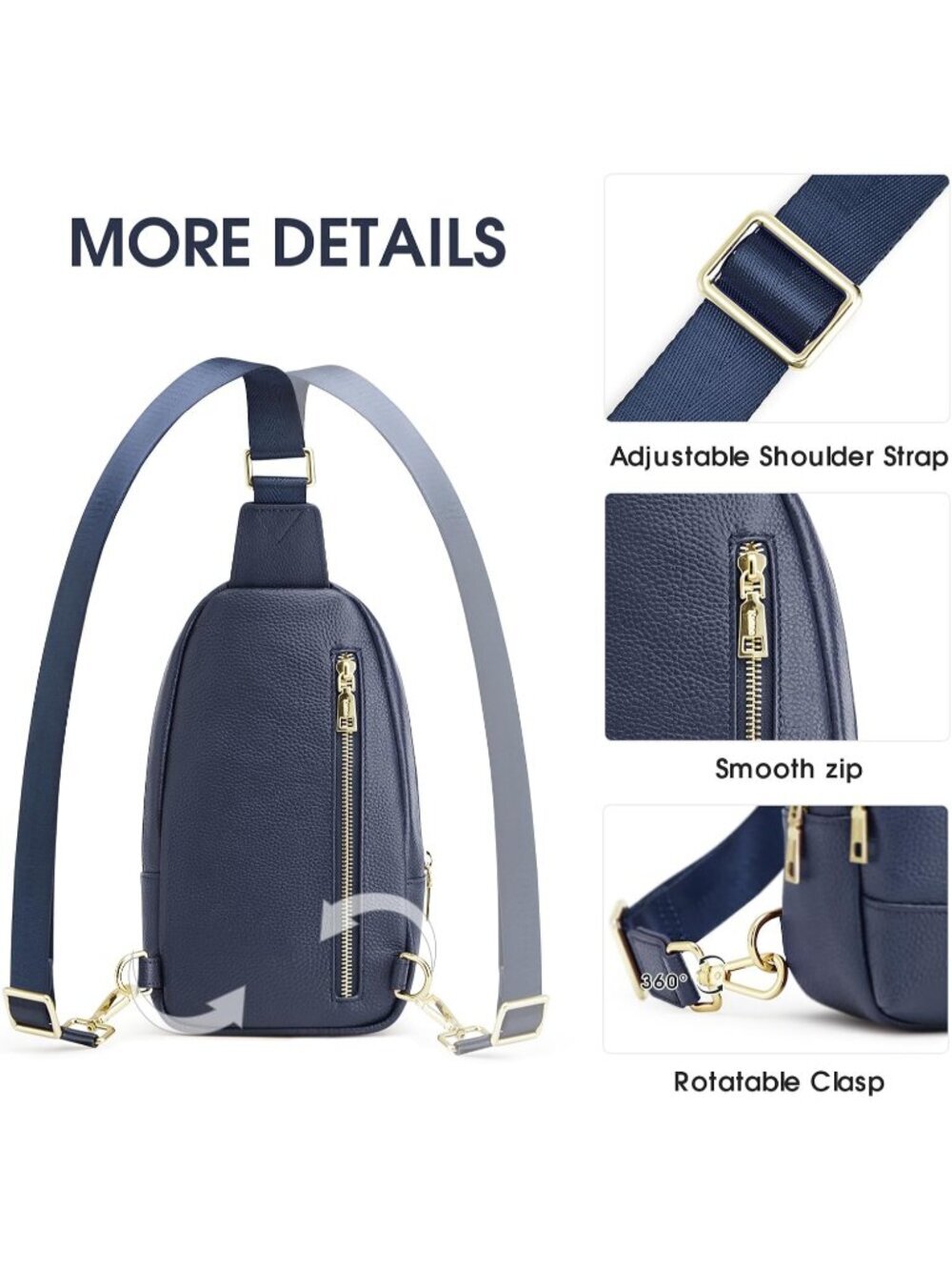 Kattee Women's Blue Soft Leather Small Crossbody Chest Bag Stylish RFID Blocking - Picture 6 of 6